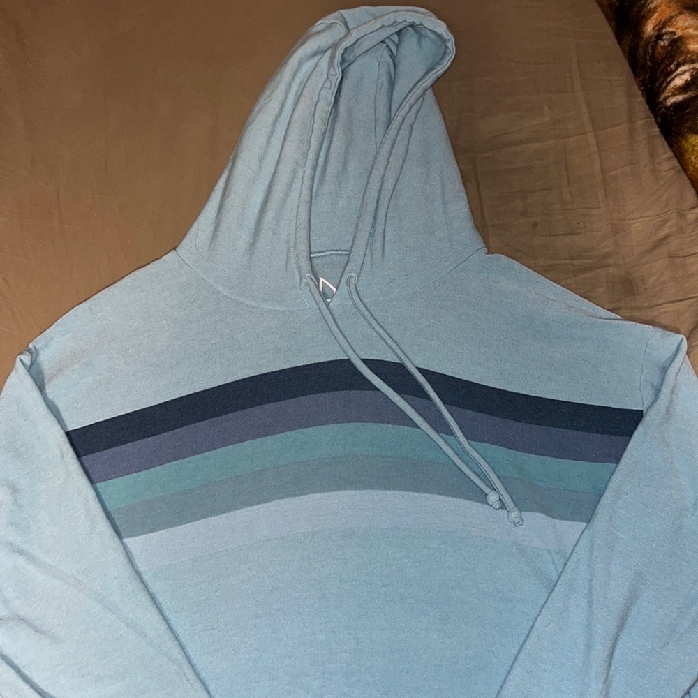 Cha sor large long sleeve blue soft crop sweatshirt